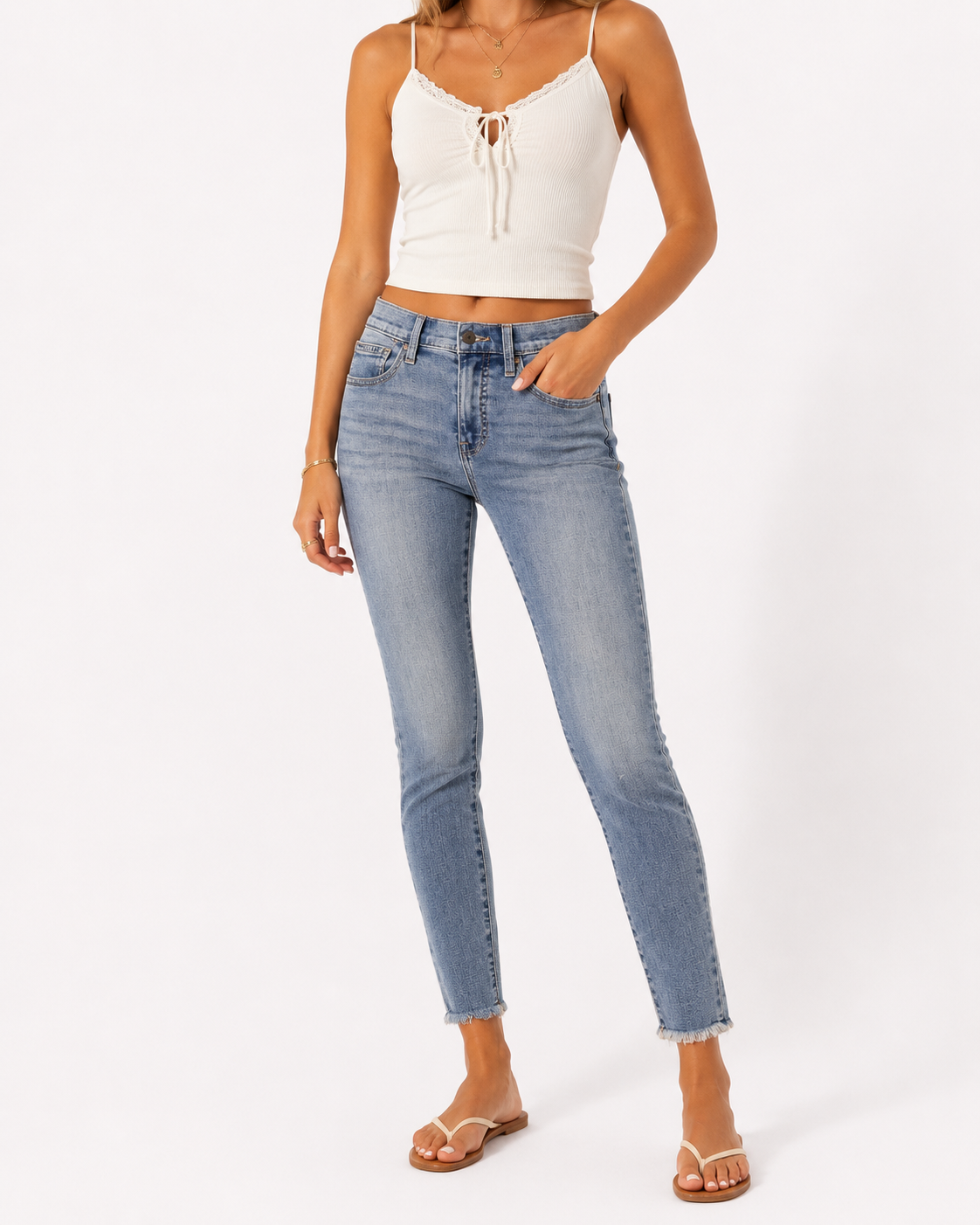 Lucky Brand Mid Rise Skinny Ankle Jeans Size 6/28 Raw Hem Stretch Denim