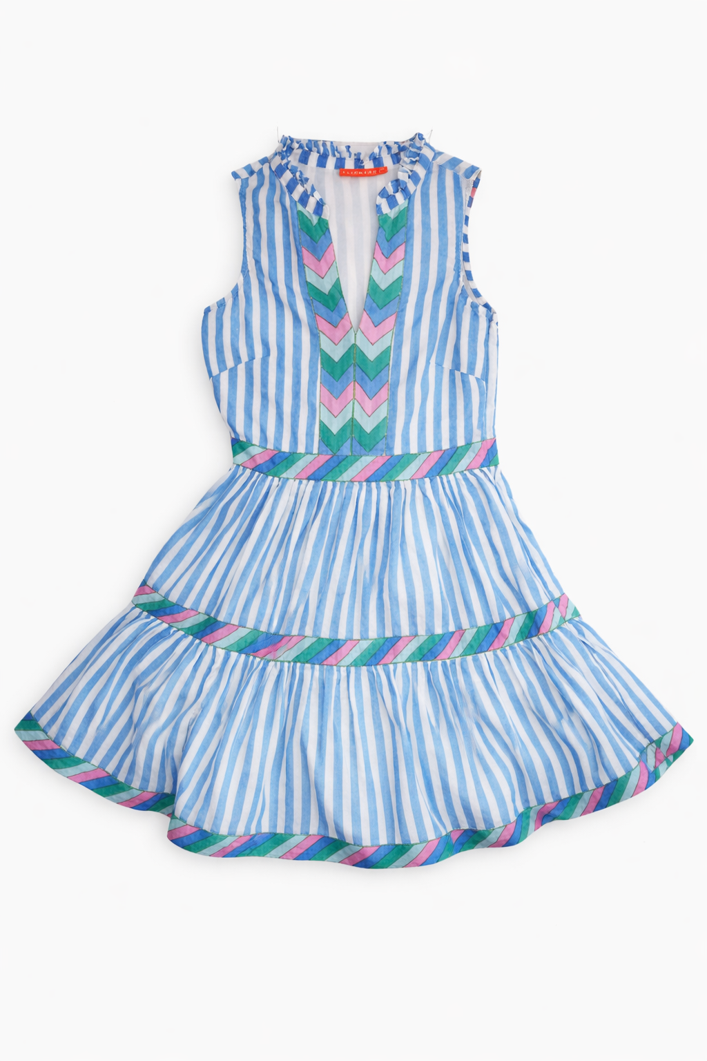 Oliphant Cotton Tiered Stripe Dress – XS | Statement Summer Piece