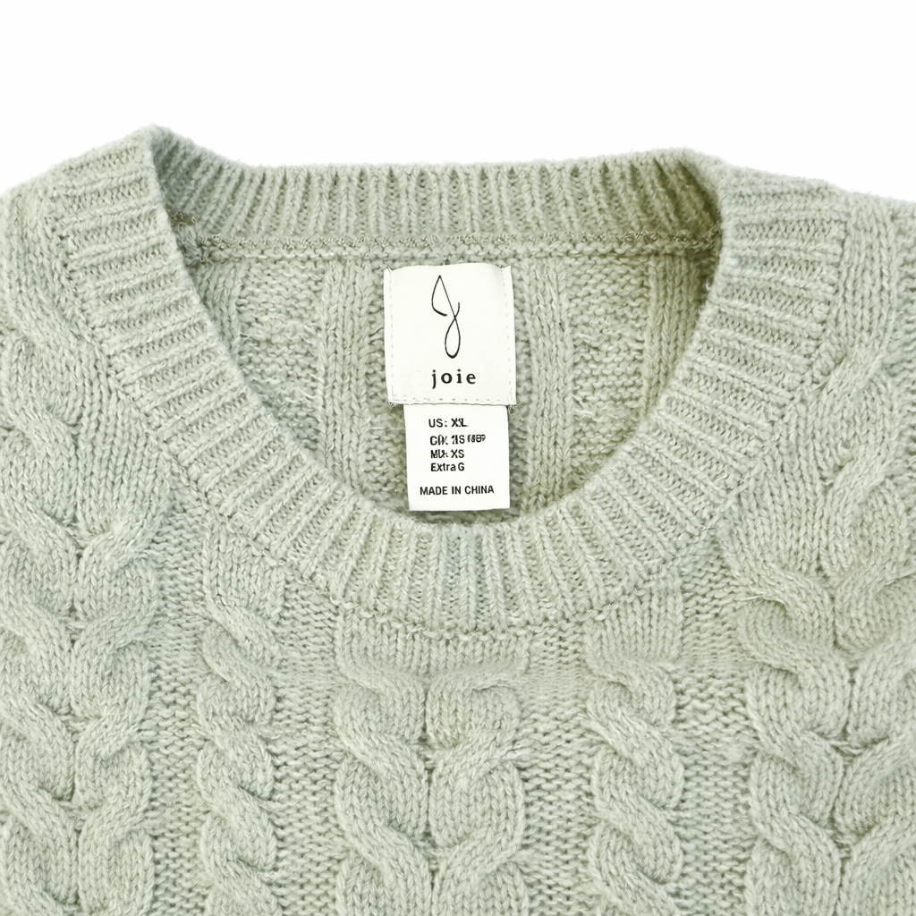 Joie Mint Green Cable Knit Sweater XS Crewneck Soft Knit
