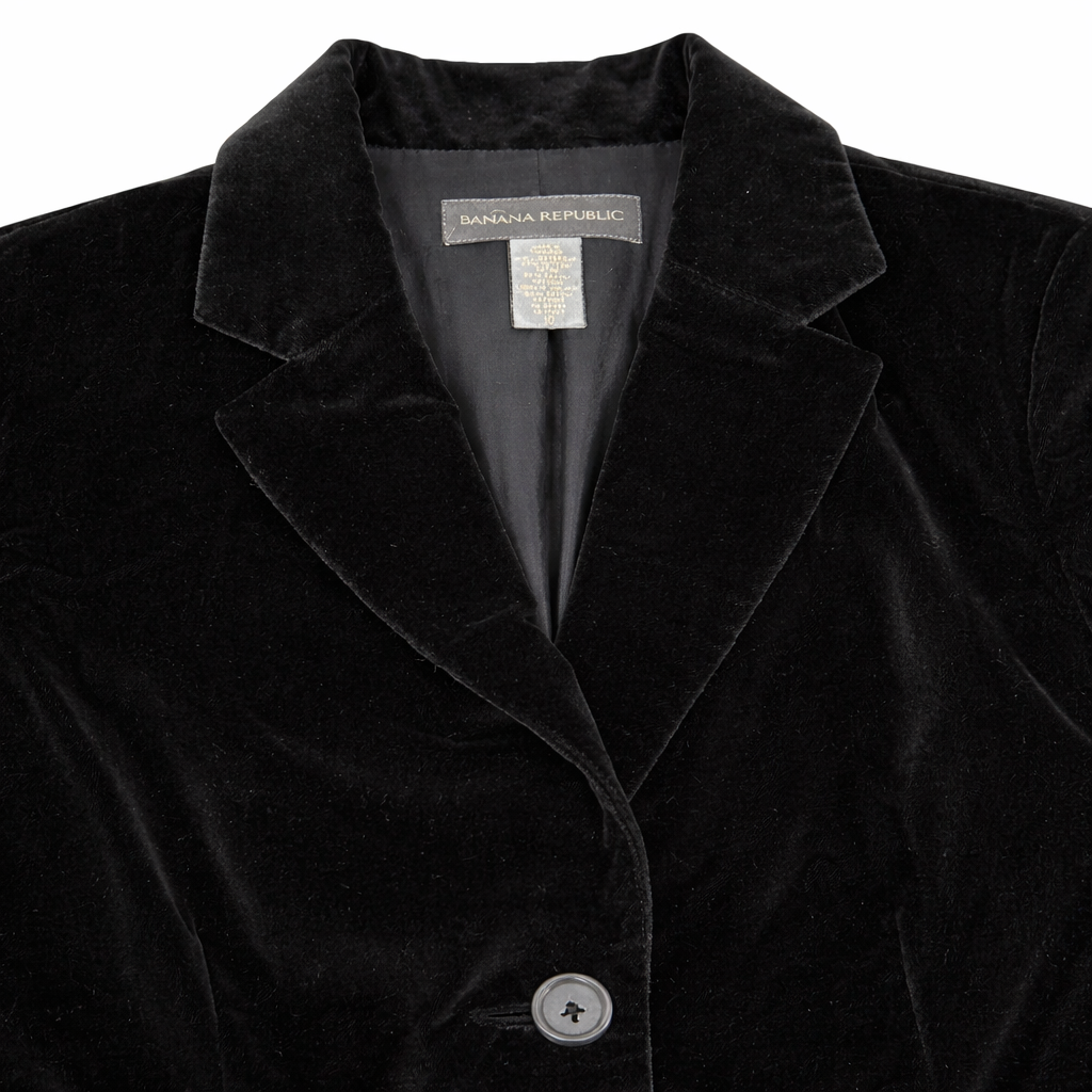 Banana Republic Black Velvet Blazer – Tailored Luxe Classic | Size 10