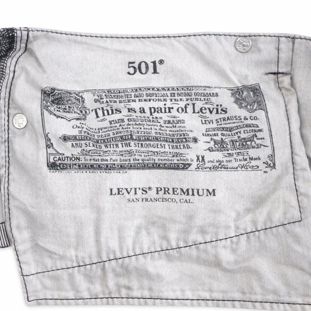 Levi’s 504 Black Distressed Denim Shorts – Size W28